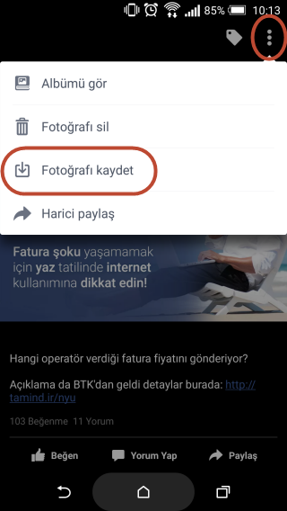 Android'de Facebook Fotoğraflarını İndirme